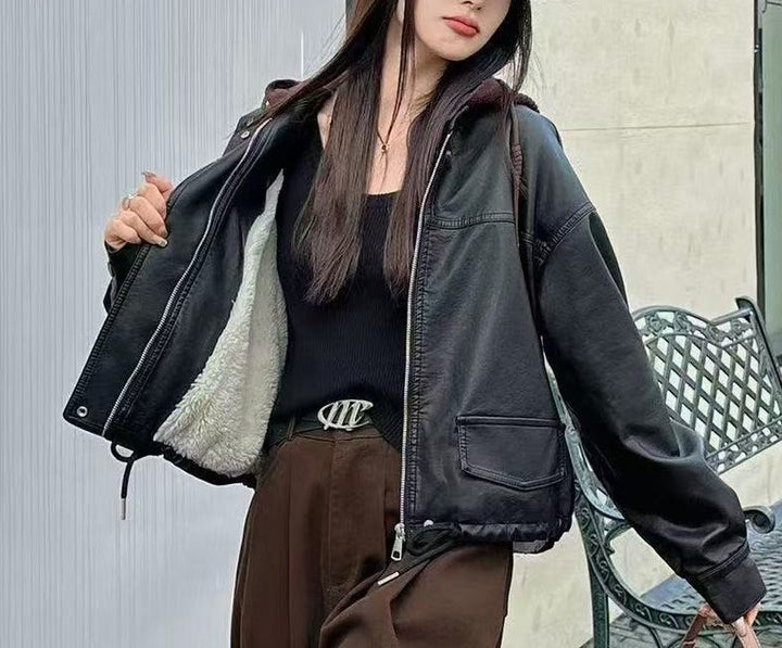 Damer casual faux läderjacka Mirla-Eva Jonsson