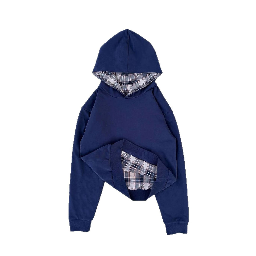 Damer casual hoodie med vadderad innerfoder och kontrasterande rutmönster Mirla-Eva Jonsson