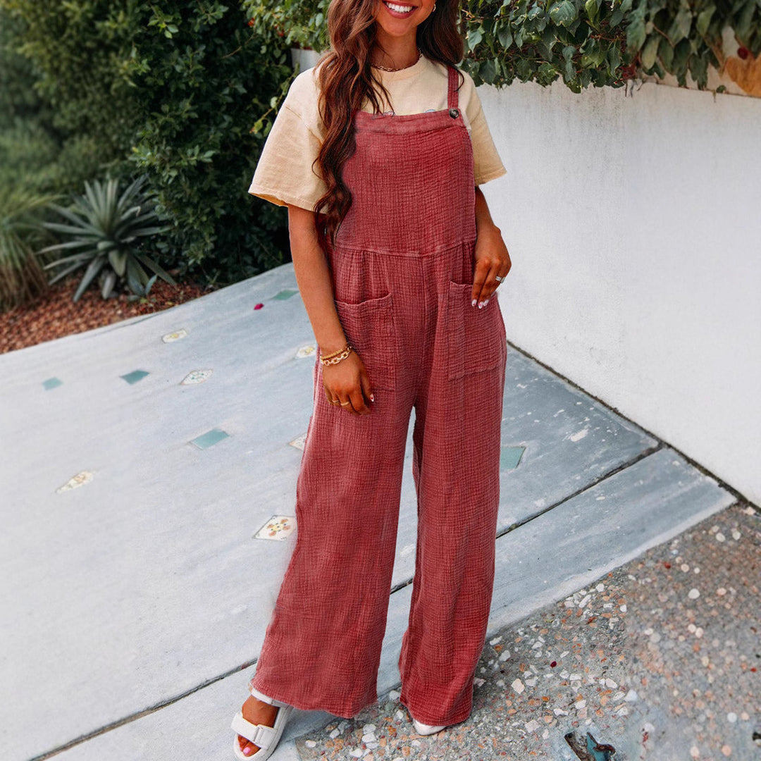Damer casual jumpsuit med praktiska fickor och justerbara axelband Mirla-Eva Jonsson