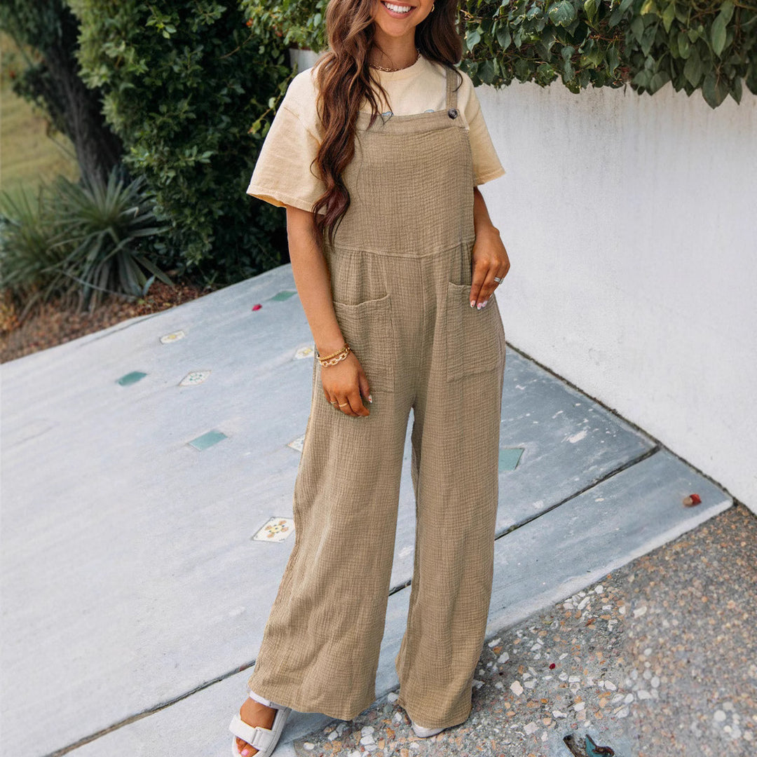 Damer casual jumpsuit med praktiska fickor och justerbara axelband Mirla-Eva Jonsson