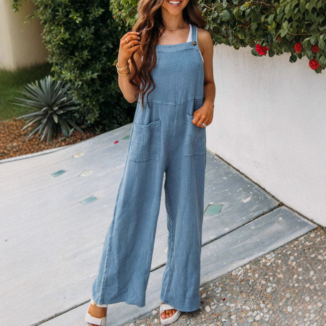 Damer casual jumpsuit med praktiska fickor och justerbara axelband Mirla-Eva Jonsson