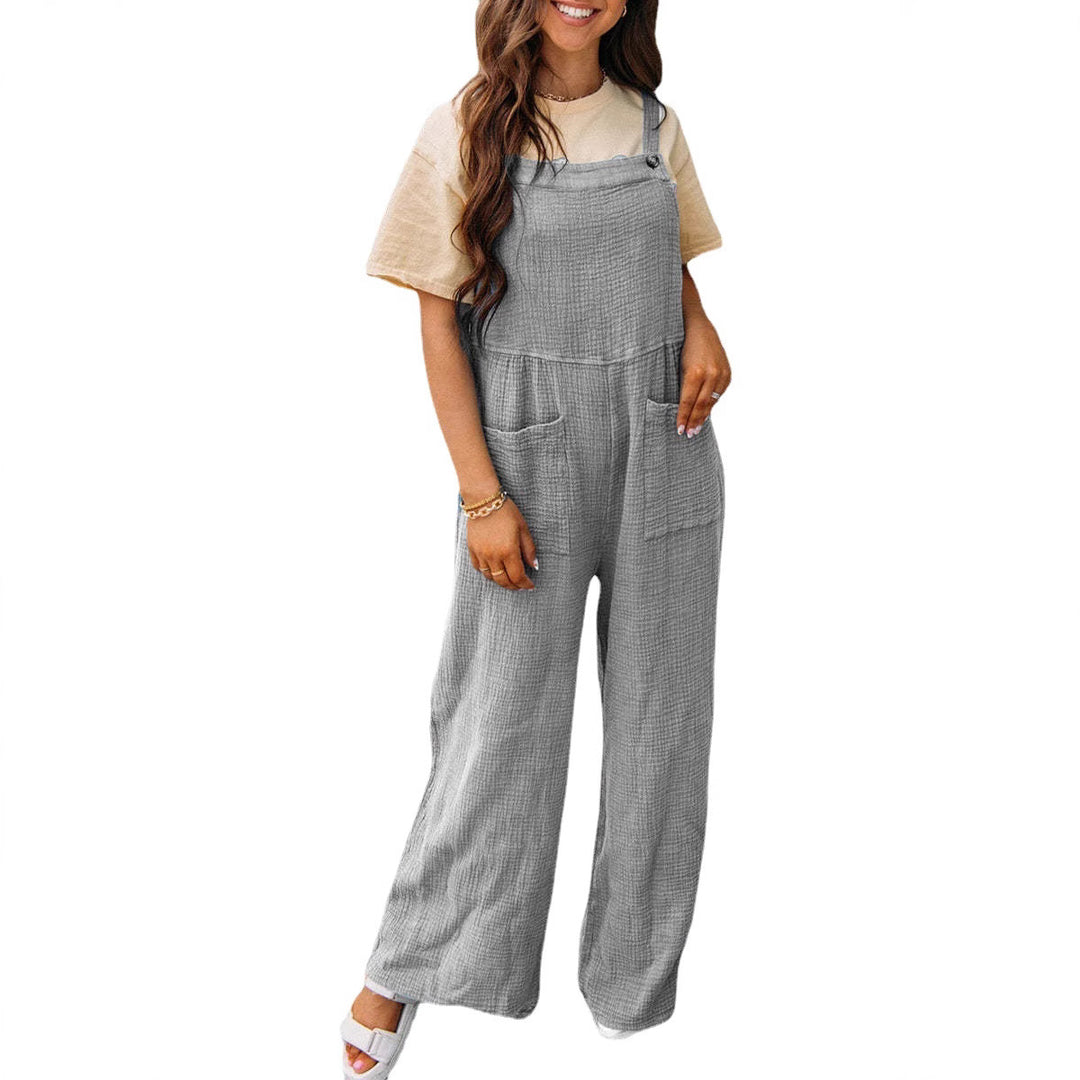 Damer casual jumpsuit med praktiska fickor och justerbara axelband Mirla-Eva Jonsson