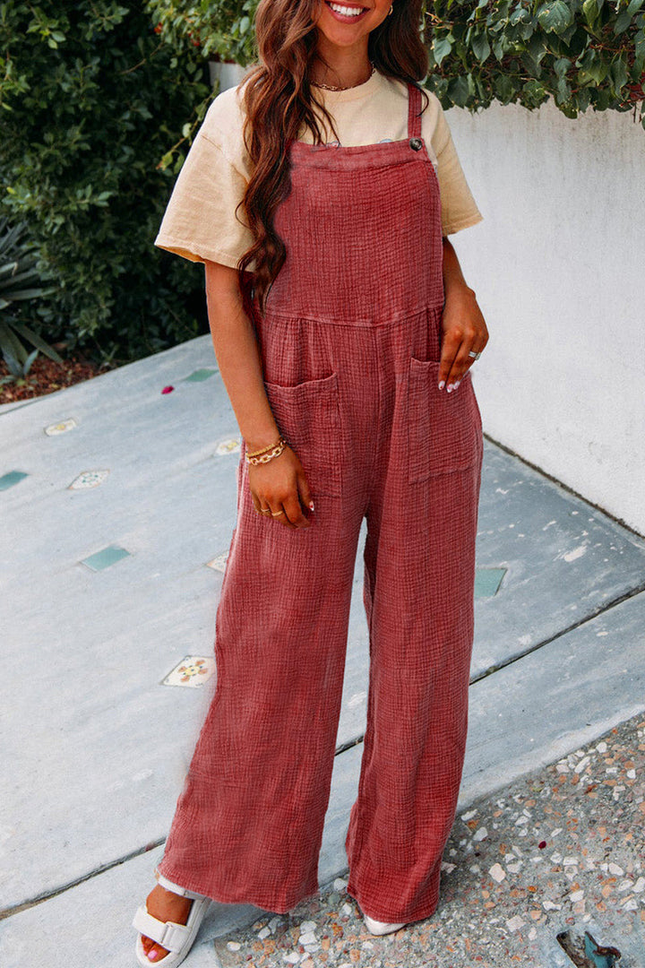 Damer casual jumpsuit med praktiska fickor och justerbara axelband Mirla-Eva Jonsson