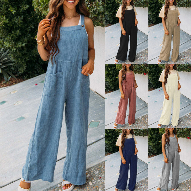 Damer casual jumpsuit med praktiska fickor och justerbara axelband Mirla-Eva Jonsson