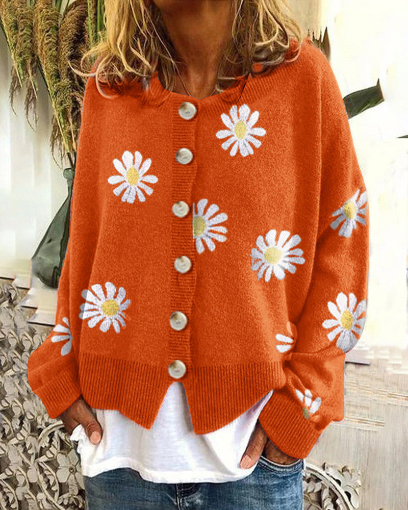 Damer casual kofta med blommönster och knappp Detaljer Eva Jonsson-Eva Jonsson