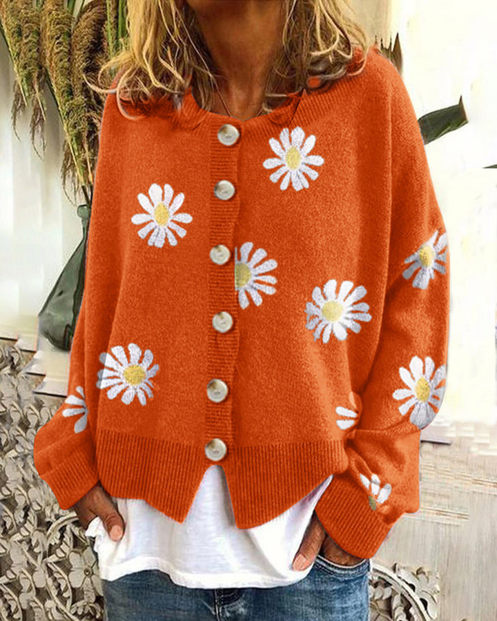 Damer casual kofta med blommönster och knappp Detaljer Eva Jonsson-Eva Jonsson