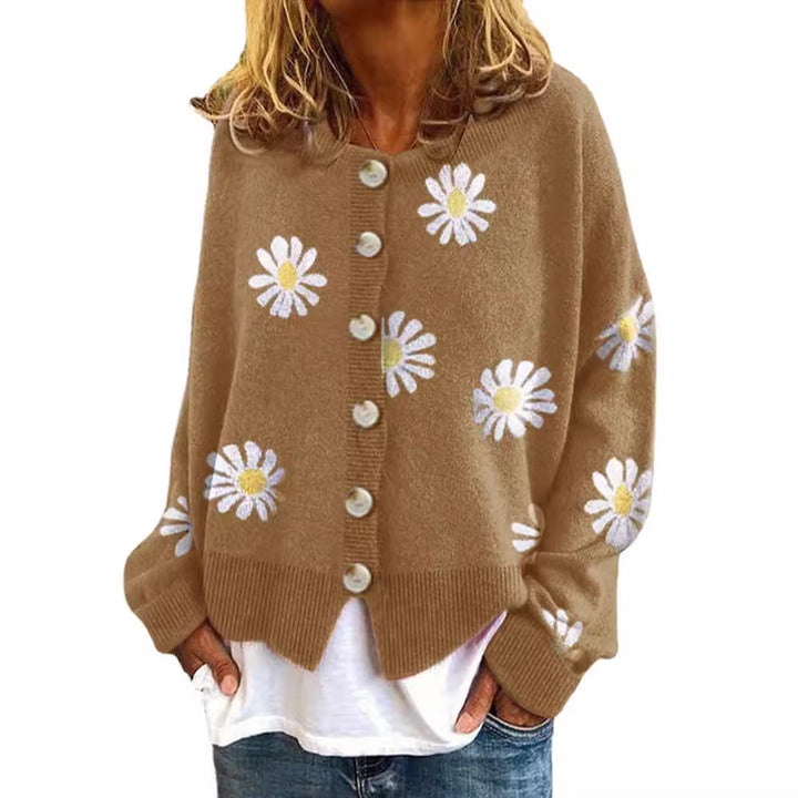 Damer casual kofta med blommönster och knappp Detaljer Eva Jonsson-Eva Jonsson