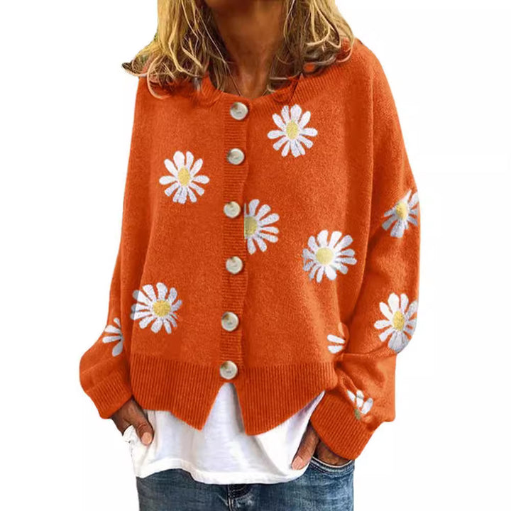 Damer casual kofta med blommönster och knappp Detaljer Eva Jonsson-Eva Jonsson