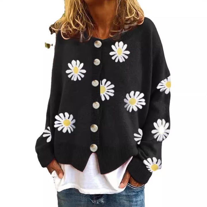 Damer casual kofta med blommönster och knappp Detaljer Eva Jonsson-Eva Jonsson