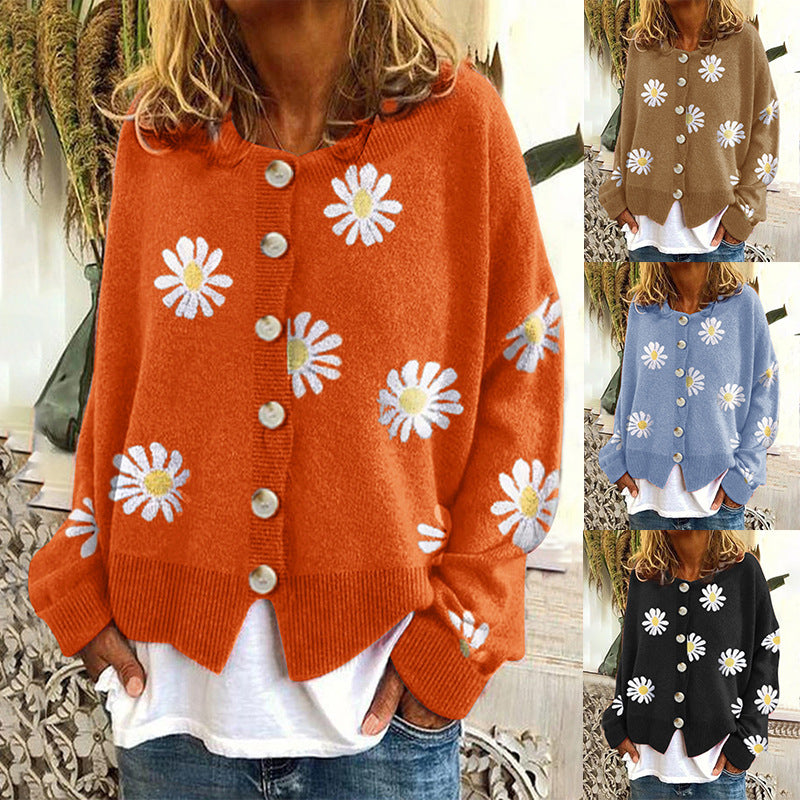 Damer casual kofta med blommönster och knappp Detaljer Eva Jonsson-Eva Jonsson