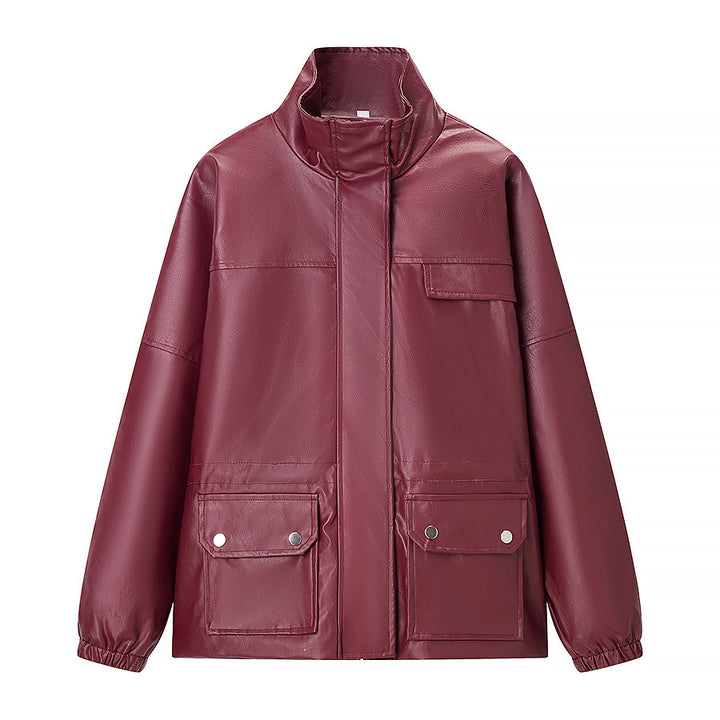 Damer casual konstläderjacka med påsydda fickor Mirla-Eva Jonsson