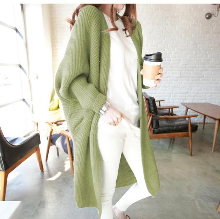 Damer casual lång cardigan med öppen framsida och fint stickat mönster Mirla-Eva Jonsson