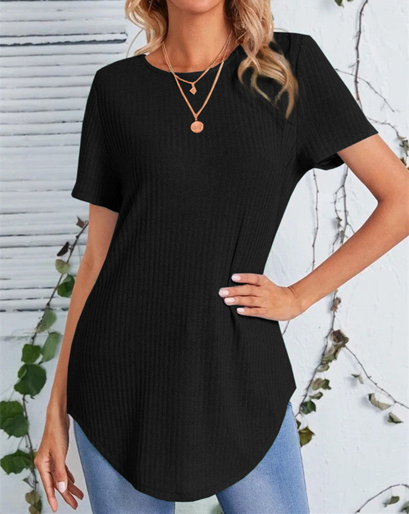 Damer casual längre T-shirt med ribbstruktur Mirla-Eva Jonsson