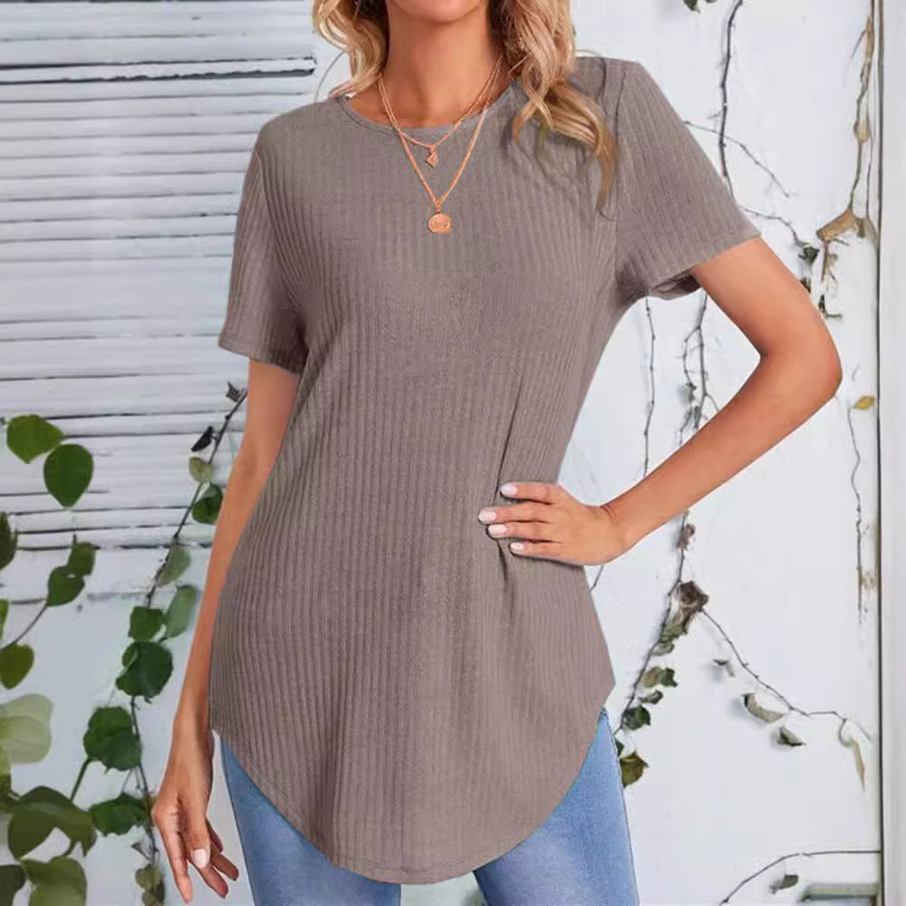 Damer casual längre T-shirt med ribbstruktur Mirla-Eva Jonsson