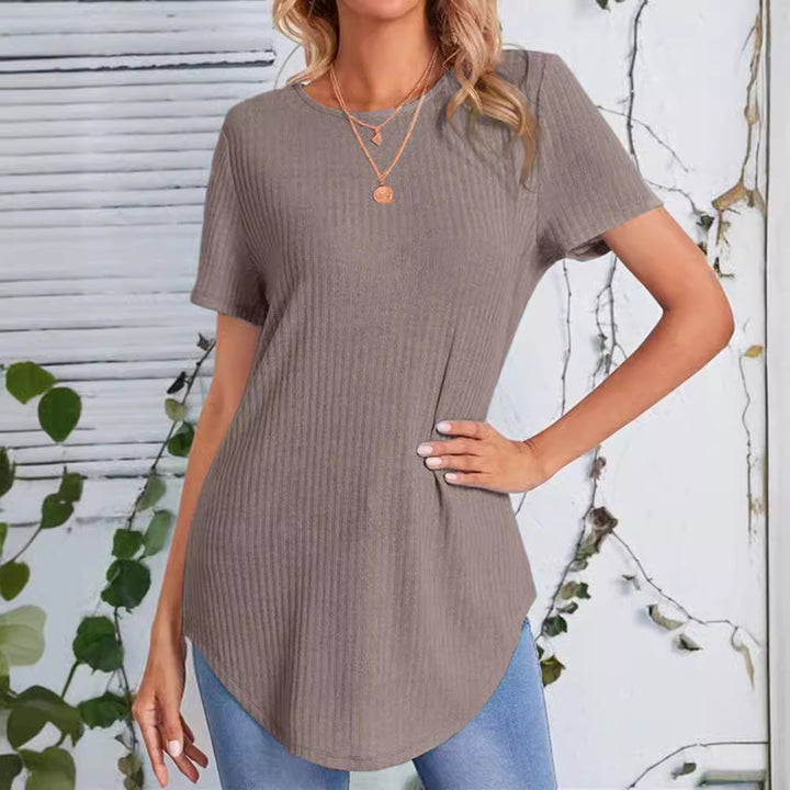 Damer casual längre T-shirt med ribbstruktur Mirla-Eva Jonsson