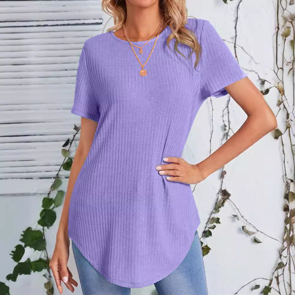 Damer casual längre T-shirt med ribbstruktur Mirla-Eva Jonsson