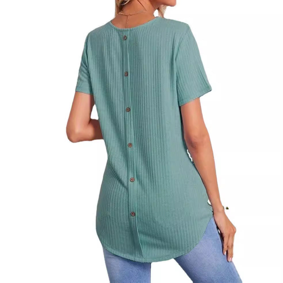 Damer casual längre T-shirt med ribbstruktur Mirla-Eva Jonsson