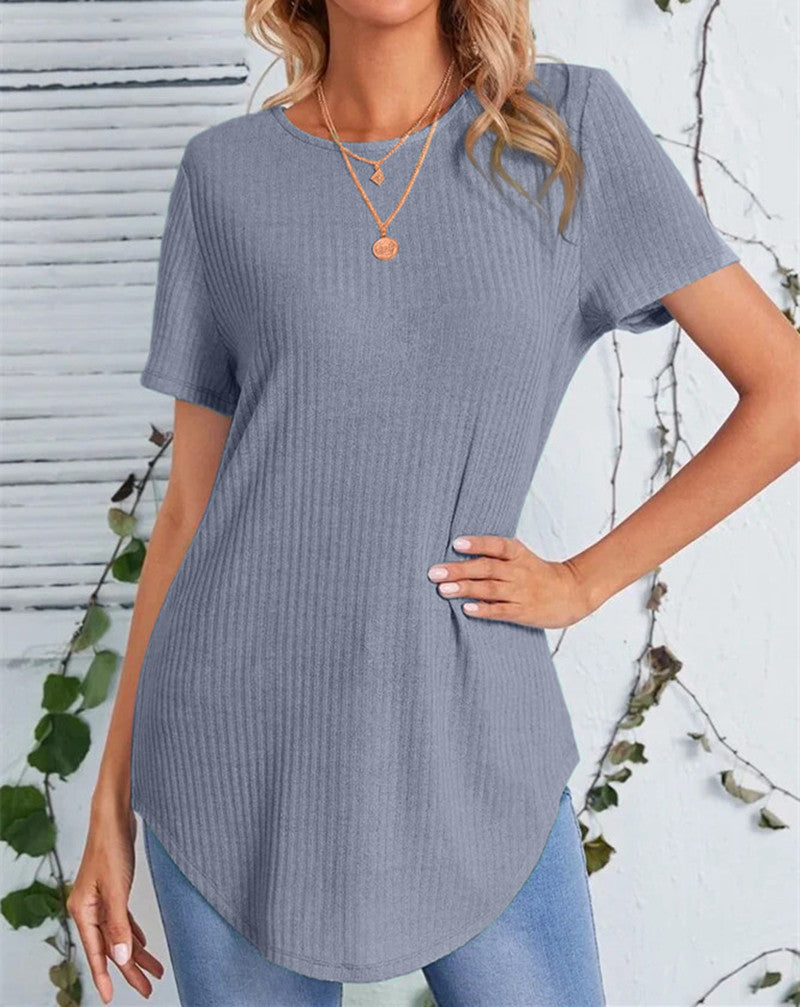 Damer casual längre T-shirt med ribbstruktur Mirla-Eva Jonsson