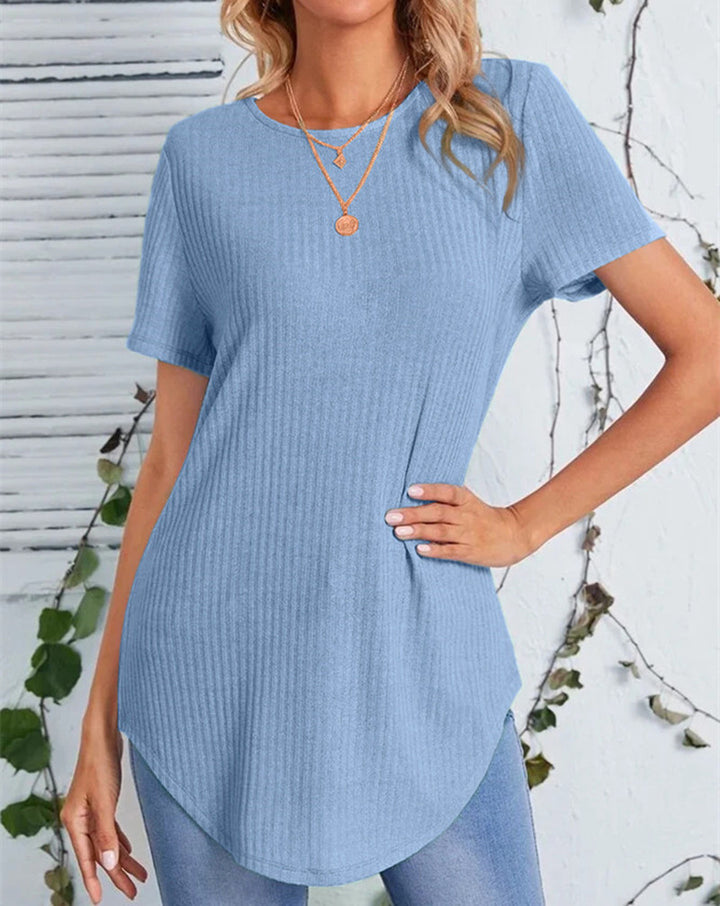 Damer casual längre T-shirt med ribbstruktur Mirla-Eva Jonsson