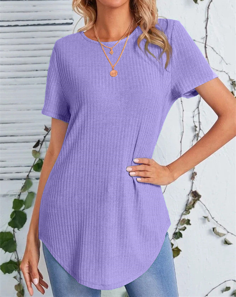Damer casual längre T-shirt med ribbstruktur Mirla-Eva Jonsson