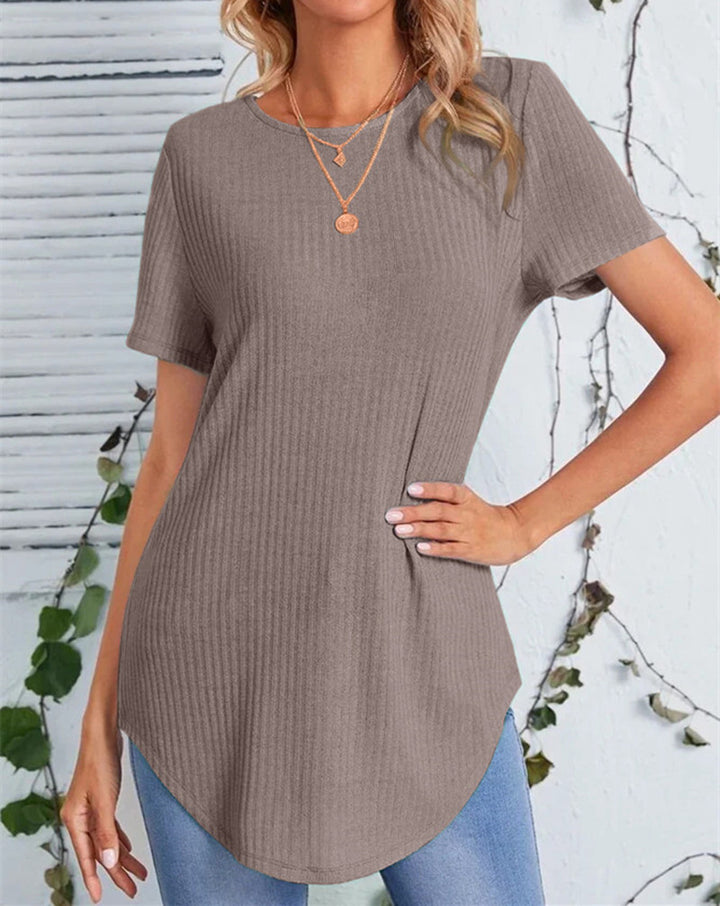 Damer casual längre T-shirt med ribbstruktur Mirla-Eva Jonsson