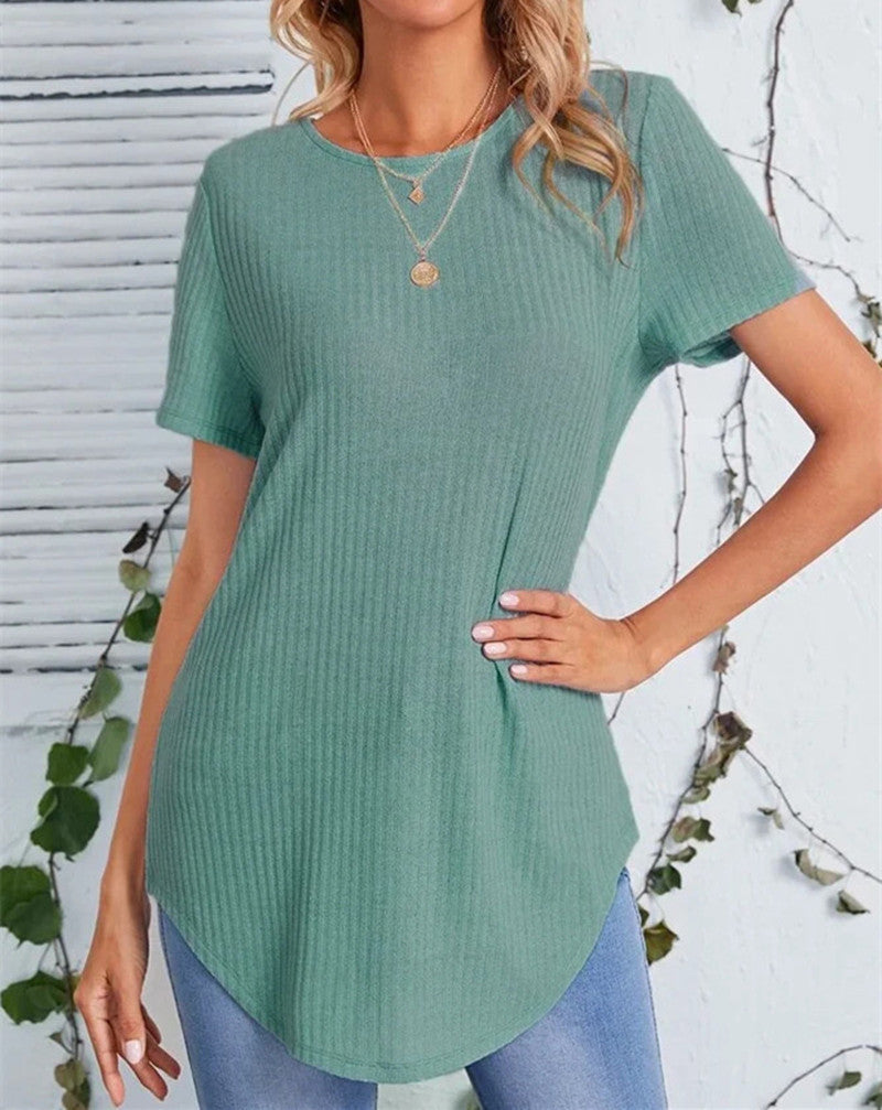 Damer casual längre T-shirt med ribbstruktur Mirla-Eva Jonsson