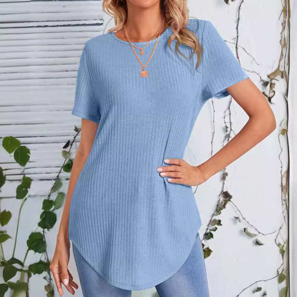 Damer casual längre T-shirt med ribbstruktur Mirla-Eva Jonsson