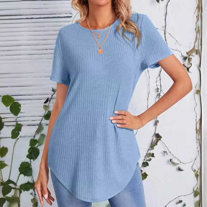 Damer casual längre T-shirt med ribbstruktur Mirla-Eva Jonsson