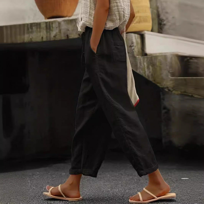 Damer casual linnebyxa med elastisk midja och sidofickor Eva Jonsson-Eva Jonsson