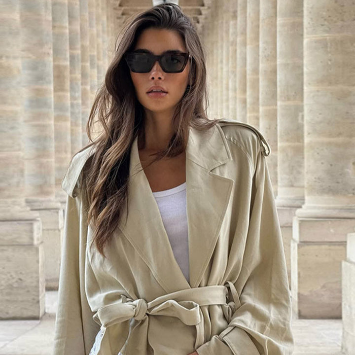 Damer casual linnejacka med bälte och oversized snitt Mirla-Eva Jonsson