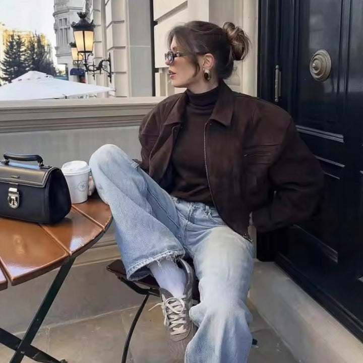 Damer casual mockajacka med elastisk fåll Mirla-Eva Jonsson