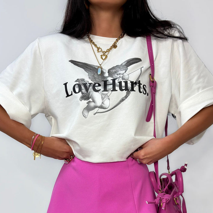 Damer casual oversized T-shirt med kreativ grafisk tryck Mirla-Eva Jonsson