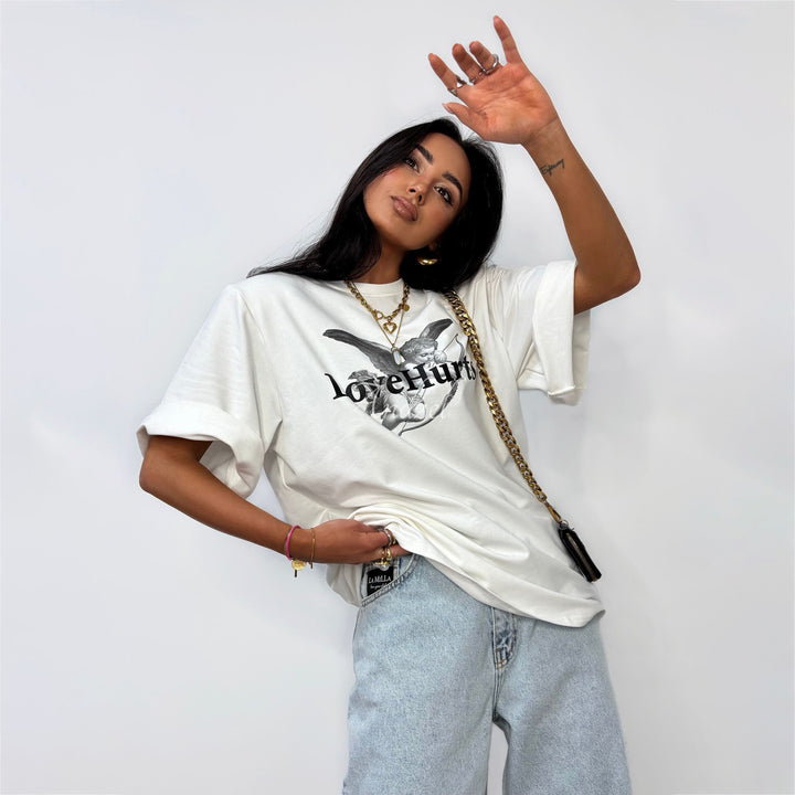 Damer casual oversized T-shirt med kreativ grafisk tryck Mirla-Eva Jonsson