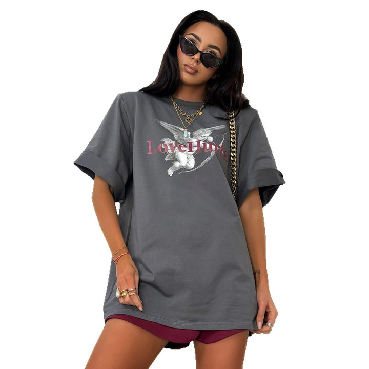 Damer casual oversized T-shirt med kreativ grafisk tryck Mirla-Eva Jonsson
