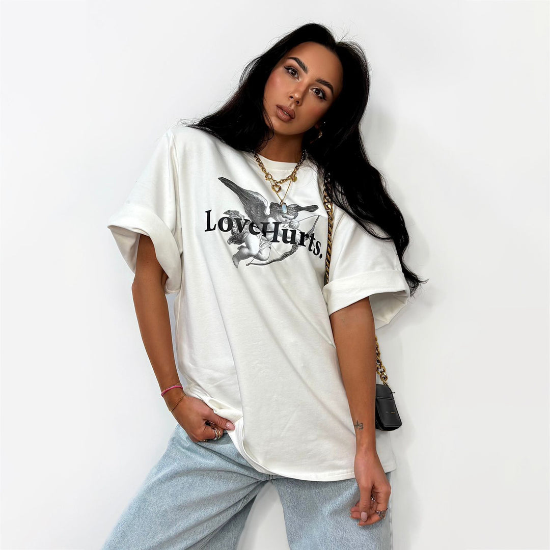 Damer casual oversized T-shirt med kreativ grafisk tryck Mirla-Eva Jonsson