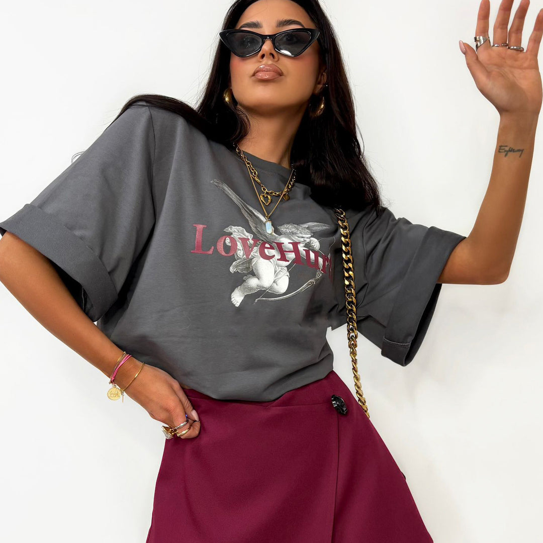 Damer casual oversized T-shirt med kreativ grafisk tryck Mirla-Eva Jonsson