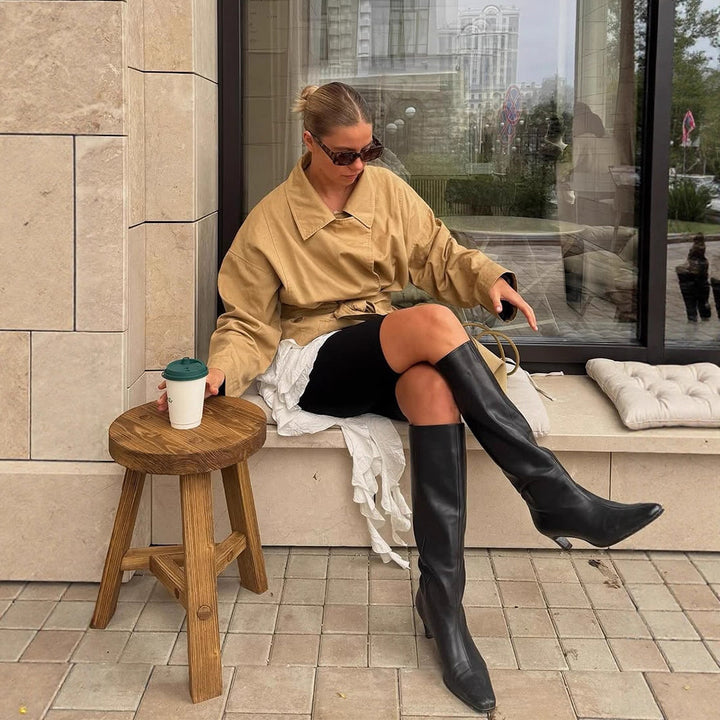 Damer casual oversized jacka med midje snörning Mirla-Eva Jonsson