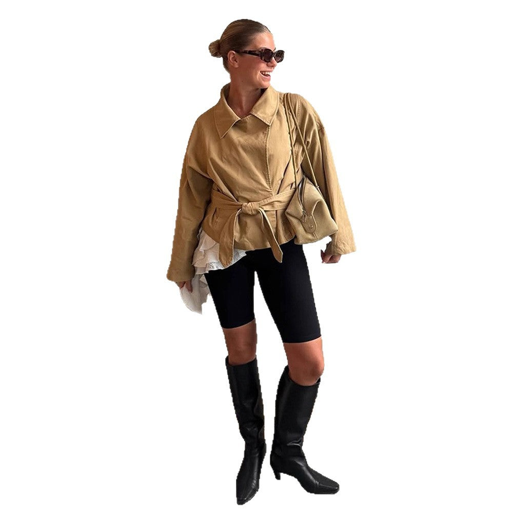 Damer casual oversized jacka med midje snörning Mirla-Eva Jonsson
