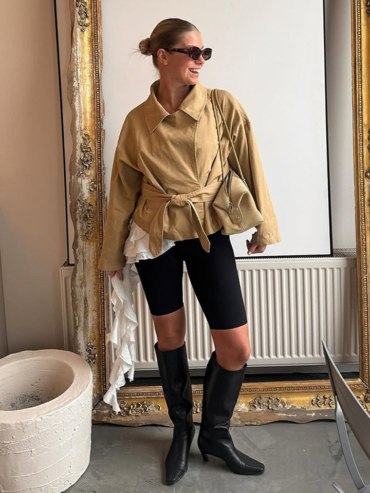 Damer casual oversized jacka med midje snörning Mirla-Eva Jonsson