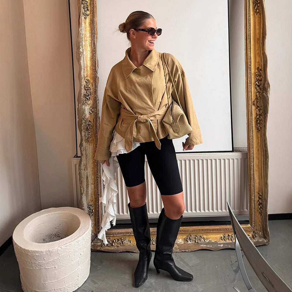 Damer casual oversized jacka med midje snörning Mirla-Eva Jonsson