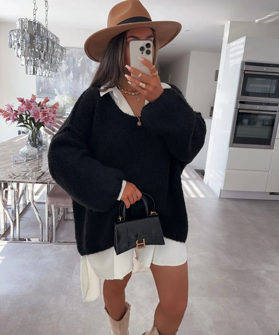 Damer casual oversized tröja med voluminösa ärmar och mjuk textur Mirla-Eva Jonsson