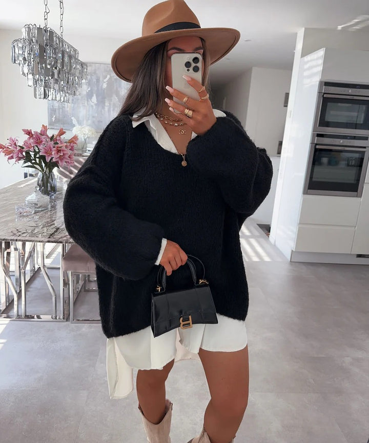 Damer casual oversized tröja med voluminösa ärmar och mjuk textur Mirla-Eva Jonsson