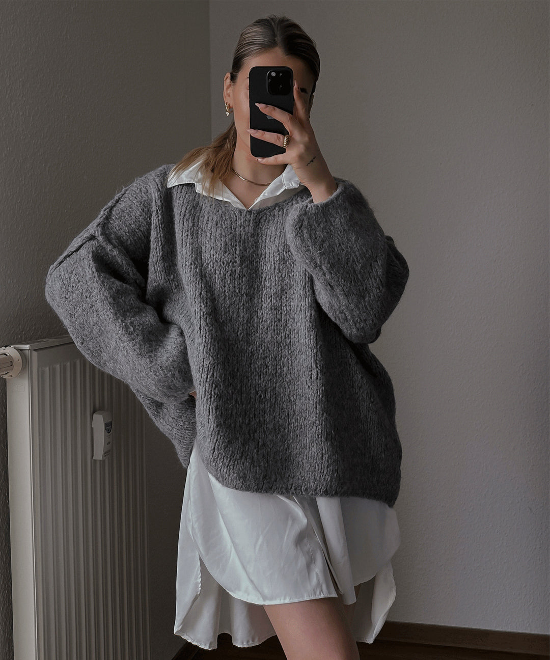 Damer casual oversized tröja med voluminösa ärmar och mjuk textur Mirla-Eva Jonsson