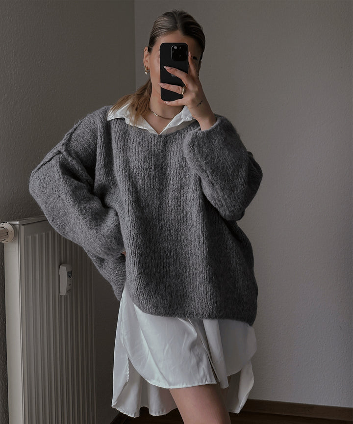 Damer casual oversized tröja med voluminösa ärmar och mjuk textur Mirla-Eva Jonsson
