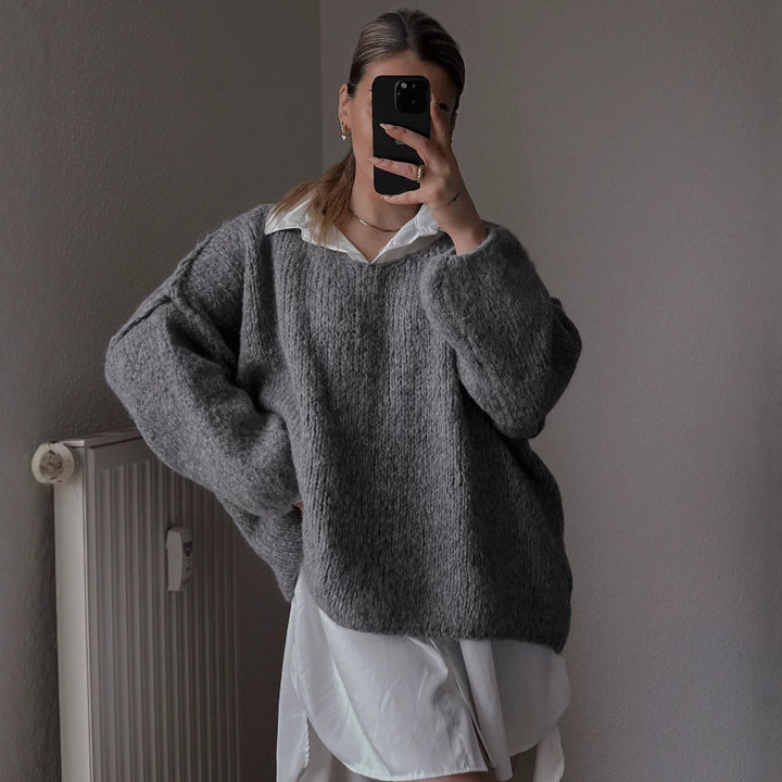 Damer casual oversized tröja med voluminösa ärmar och mjuk textur Mirla-Eva Jonsson