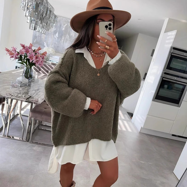 Damer casual oversized tröja med voluminösa ärmar och mjuk textur Mirla-Eva Jonsson