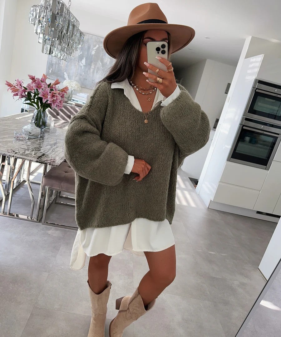 Damer casual oversized tröja med voluminösa ärmar och mjuk textur Mirla-Eva Jonsson