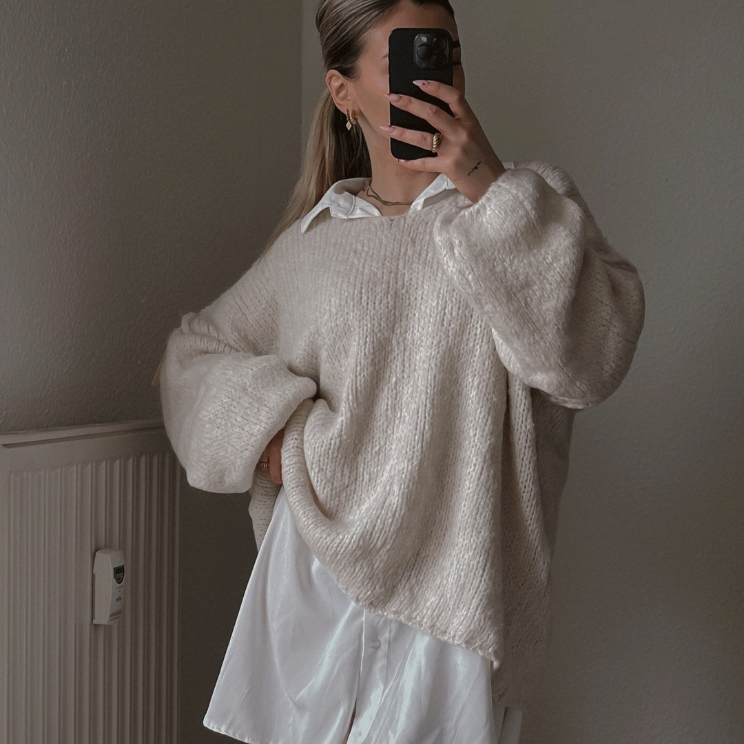 Damer casual oversized tröja med voluminösa ärmar och mjuk textur Mirla-Eva Jonsson