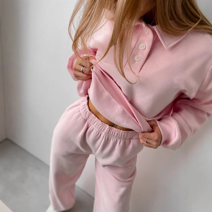 Damer casual polo skjorta och breda joggingbyxor set Mirla-Eva Jonsson