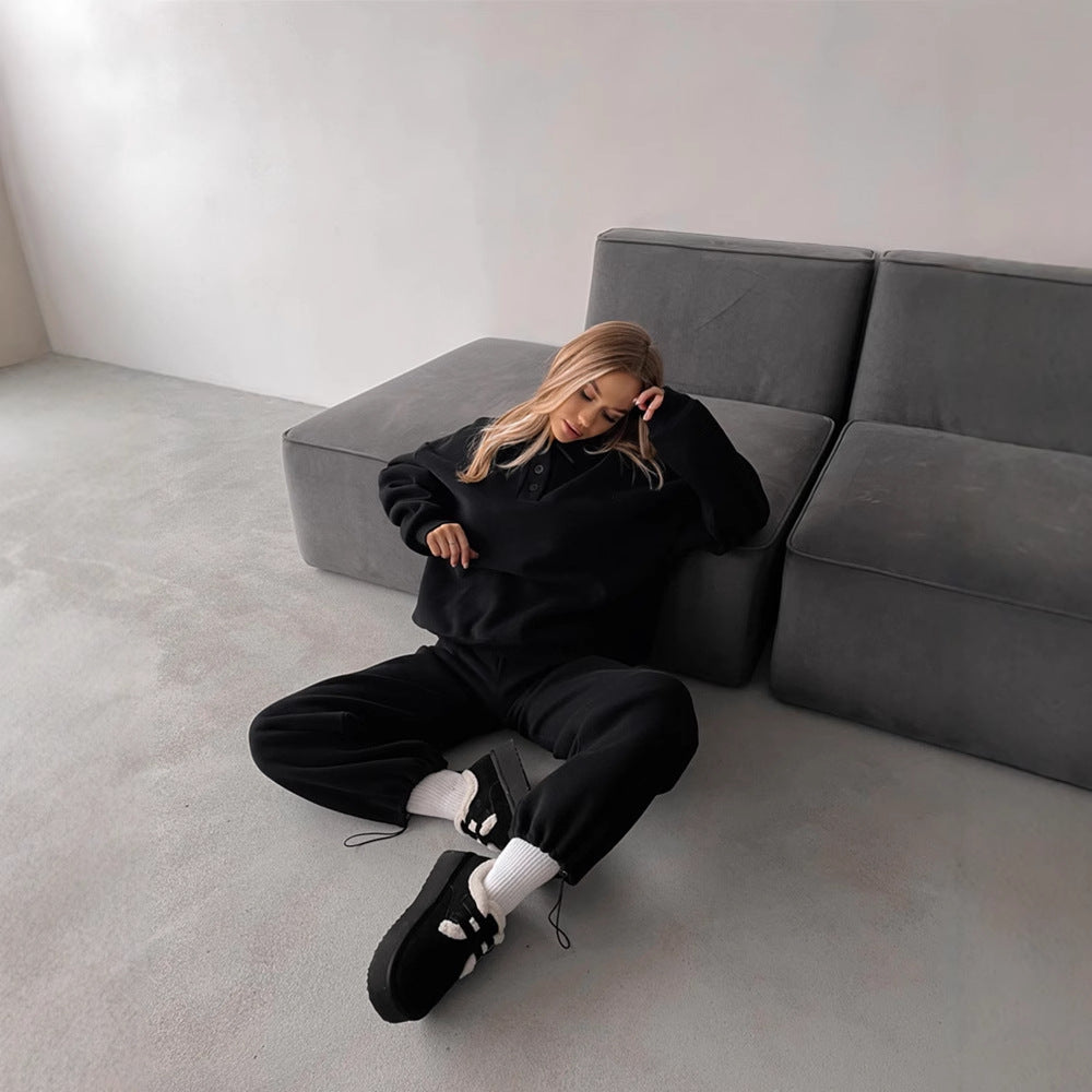 Damer casual polo skjorta och breda joggingbyxor set Mirla-Eva Jonsson